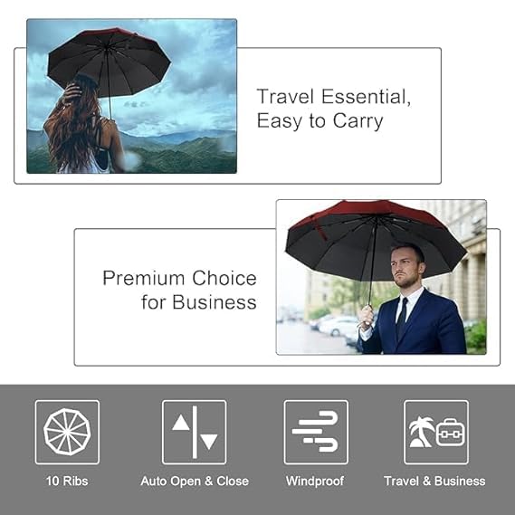Image of Umbrella, Mini Folding Windproof & Compact UV Umbrella for Sun Protection Rain Windproof Strong Large 3 Fold for Women Handbags,3 Fold for Men Women, Stylish & Compact