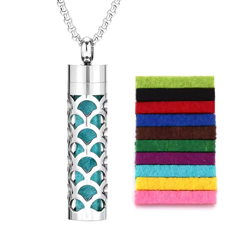 SILVISH Aroma Core Necklace with Perfume, Aromatherapy Diffuser Pendant For Men (Wave)