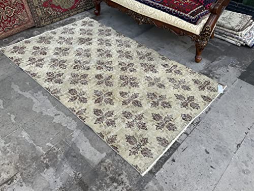 Beige Colors Turkish Rug, Organic Wool Anatolian Carpet, Vintage Organic Wool Rug, Floral Decor Turkey Rug #TOP1