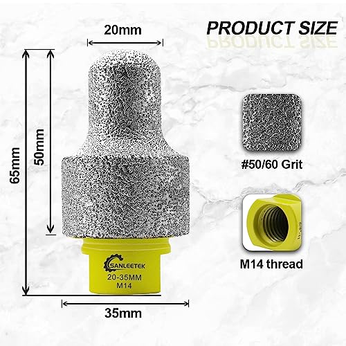 Diamond Finger Milling Bits 20-35mm for Enlarging Shaping Beveling Existing Holes in Ceramic Tile Porcelain Marble Granite Artificial Stone M14 Thread SANLEETEK - Image 2