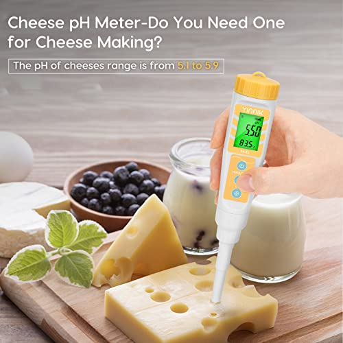 yinmik digital ph meter for food ph probe for sourdough and bread dough checking the ph of fermenting sausages and salami waterproof ph tester for solid and liquid soft soil sample