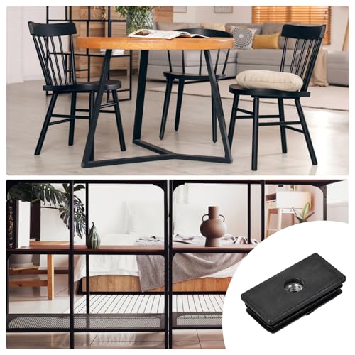 Image of uxcell 12Pcs Inserts for Rectangle Tubes with M8 Thread, for 2.36 inchx1.18 inch OD Rectangle Tube, Rectangle Black Plastic Plug Caster Insert Chair End Caps Furniture Leg Plug