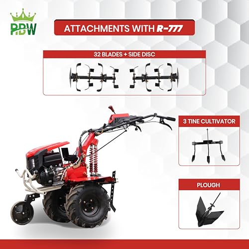 Image of RBW Power Weeder Petrol Machine 8.5hp | 265cc Havey Duty Tiller Cultivation Machine for Farming,Soil,Weeding & Garden 4 Strock Petrol Engine Machine (R-777)