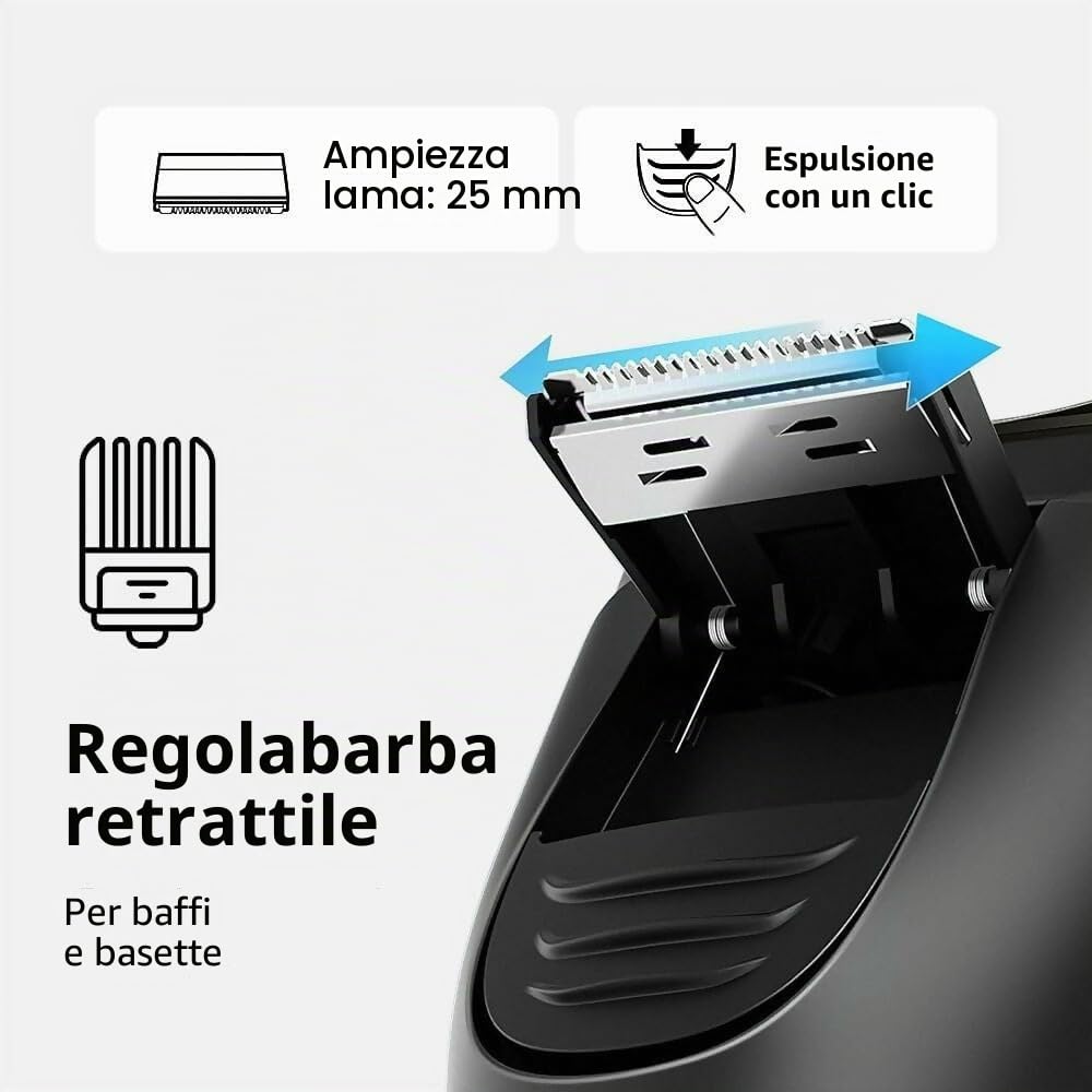 Kozenix - Rasoio elettrico di precisione 4D con trimmer integrato per una rasatura liscia e confortevole, rasoio da uomo con testine rotanti, impermeabile, uso asciutto e bagnato, blocco da viaggio