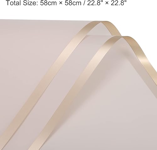 Miniatura 2 de MECCANIXITY 10 piezas de papel de regalo de flores con borde dorado, rosa claro, 22.8 x 22.8 pulgadas, impermeable, para suministros de ramo de