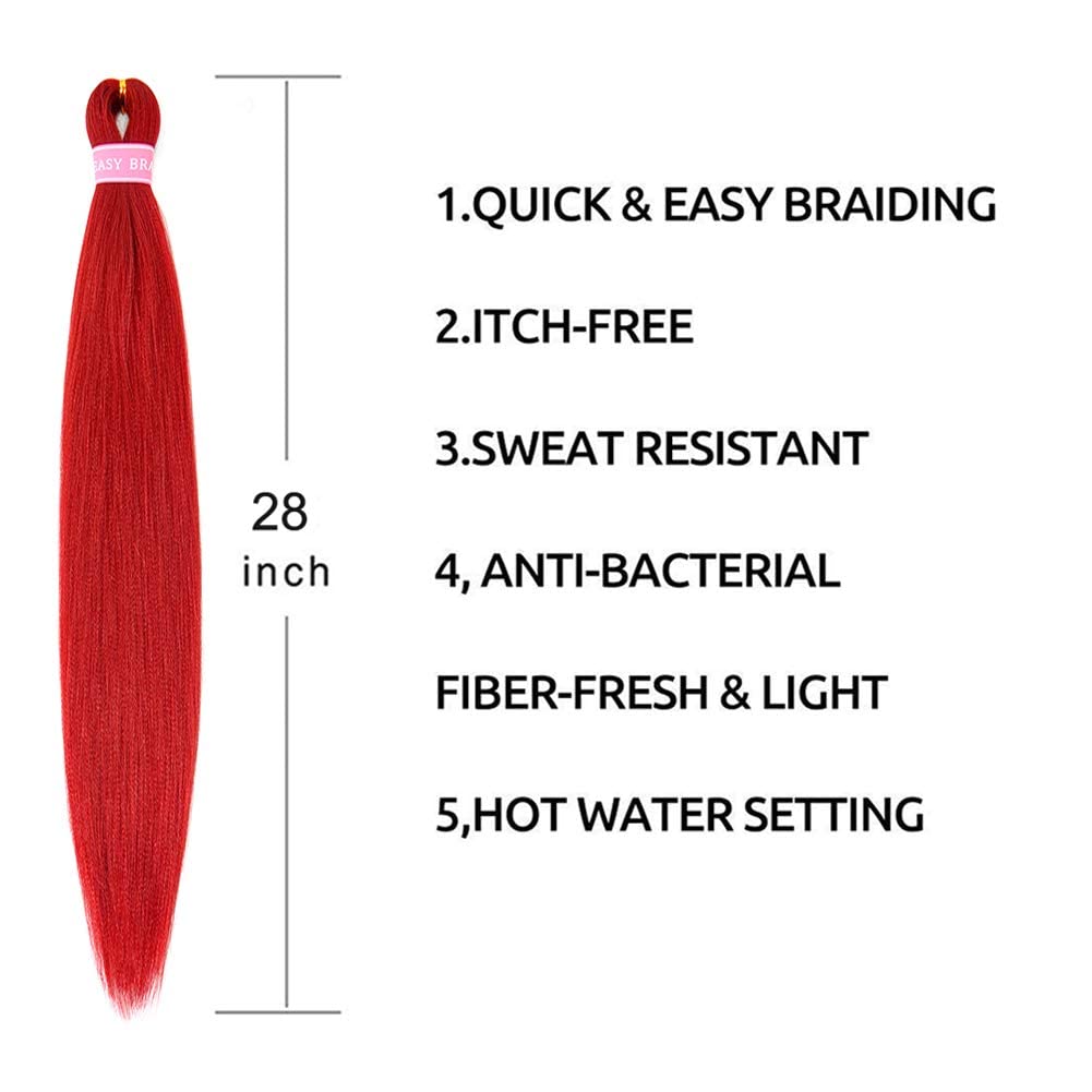 Buy ZERAL Pre Stretched Braiding Hair 6 Packs 28 Inch Red Braiding Hair