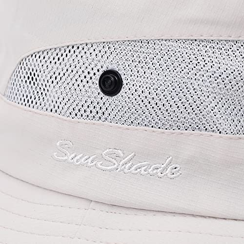 Image of Womens Summer Sun Hat Beach Hat Wide Brim Outdoor UV Protection Hat Foldable Cool Mesh Ponytail Bucket Hat