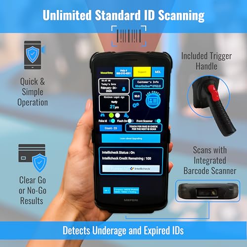 Image of Portable Driver's License, ID & Passport Scanner with Handle for Bars, Clubs & Retail - Age Verification & Customer Management - Optional Fake ID Detection (Intellicheck) - All 50 States (2026)