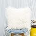 2 Pcs Housse de Coussin en Fausse Douce et Longue Poils Longs Peau de Mouton Fourrure Cuir Taie d'oreiller pour Salon, canapé, Chambre à Coucher (Blanc)