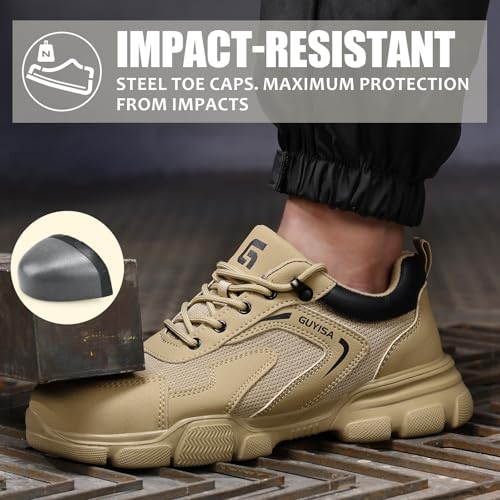 Image of Steel Toe Shoes for Men Lightweight Puncture Resistant Safety Footwear Work Shoes Men Safety Work Shoe Comfortable for Construction Warehouse Jobs