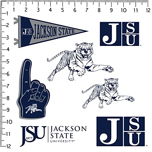 Image of Jackson State University 7ct Vinyl Large Deluxe Stickers Variety Pack - Laptop, Water Bottle, Scrapbooking, Tablet, Skateboard, Indoor /Outdoor - Set of 7