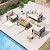 Aoxun Aluminum Patio Furniture Set 4 Seats, Oversized Outdoor Sectional with Washable Thick Cushions, Coffee Table and Waterproof Cover, Patio Conversation Sets for Porch, Balcony, Deck