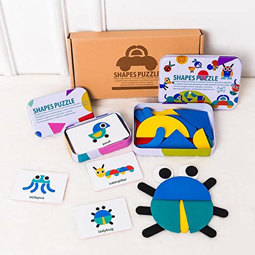 Image of bnf Tangram Pattern Blocks Puzzle Educational Jigsaw Toy 36 Blocks 60 Cards Baby | Toys for Baby | Developmental Baby Toys