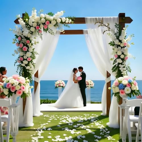 Tela para arco de boda blanca LINXTAR 30 x 216 pulgadas miniatura 4