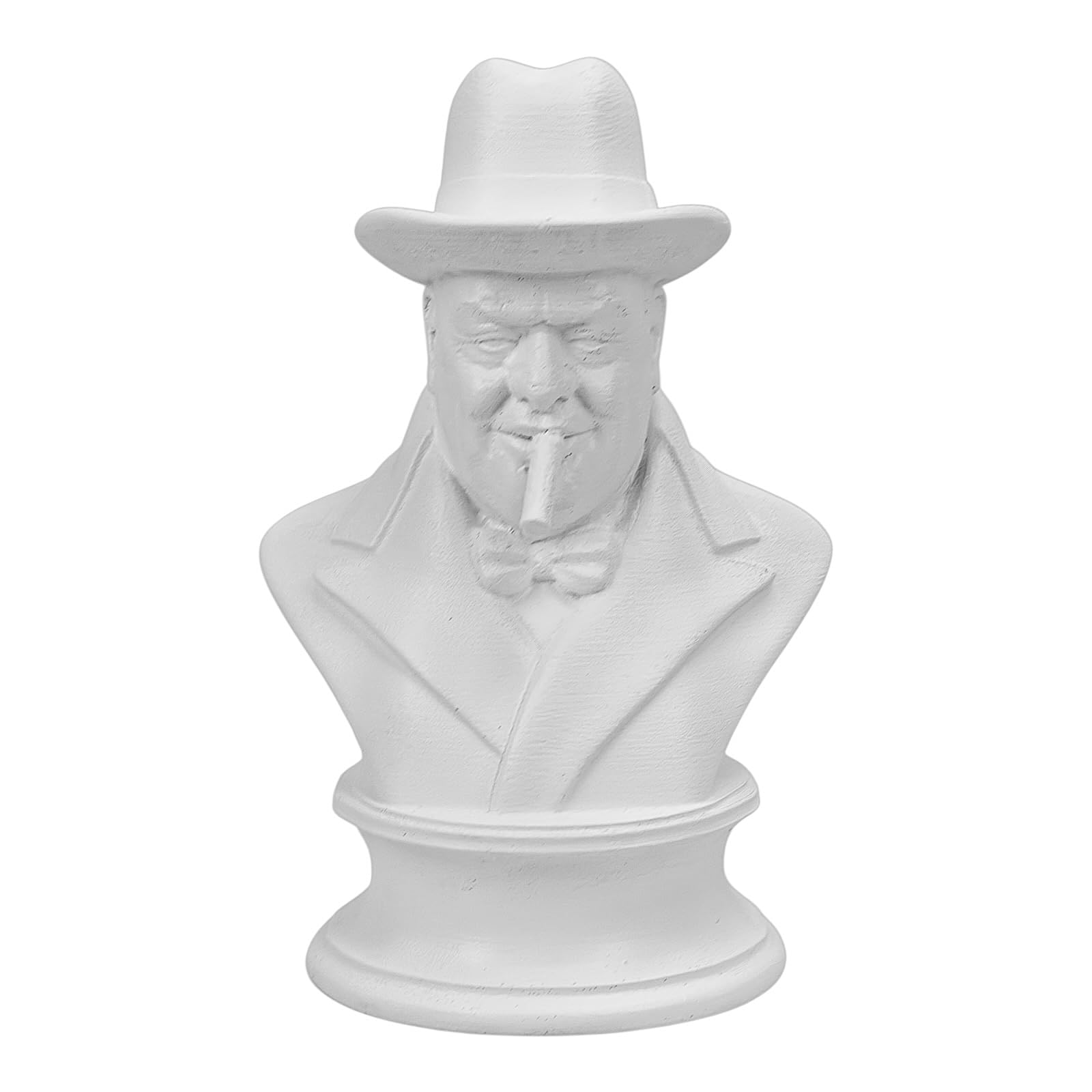 Winston Churchill popiersie statuetka brytyjskiego premiera cygaro rzeźba biały kolor twardy tynk ręcznie wykonany w Grecji historyczna dekoracja 18 cm