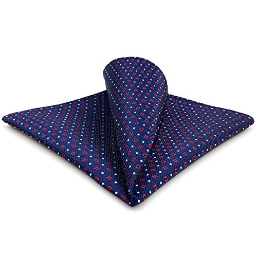 SHLAX&WING Silk Pocket Square for Men Dots Blue Dotty Hanky Jacquard Woven