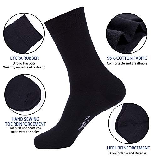 Mens Classic Cotton Dress Socks Thin Lightweight for Office Business Comfortable Casual Crew Socks Black 6 Pack2
