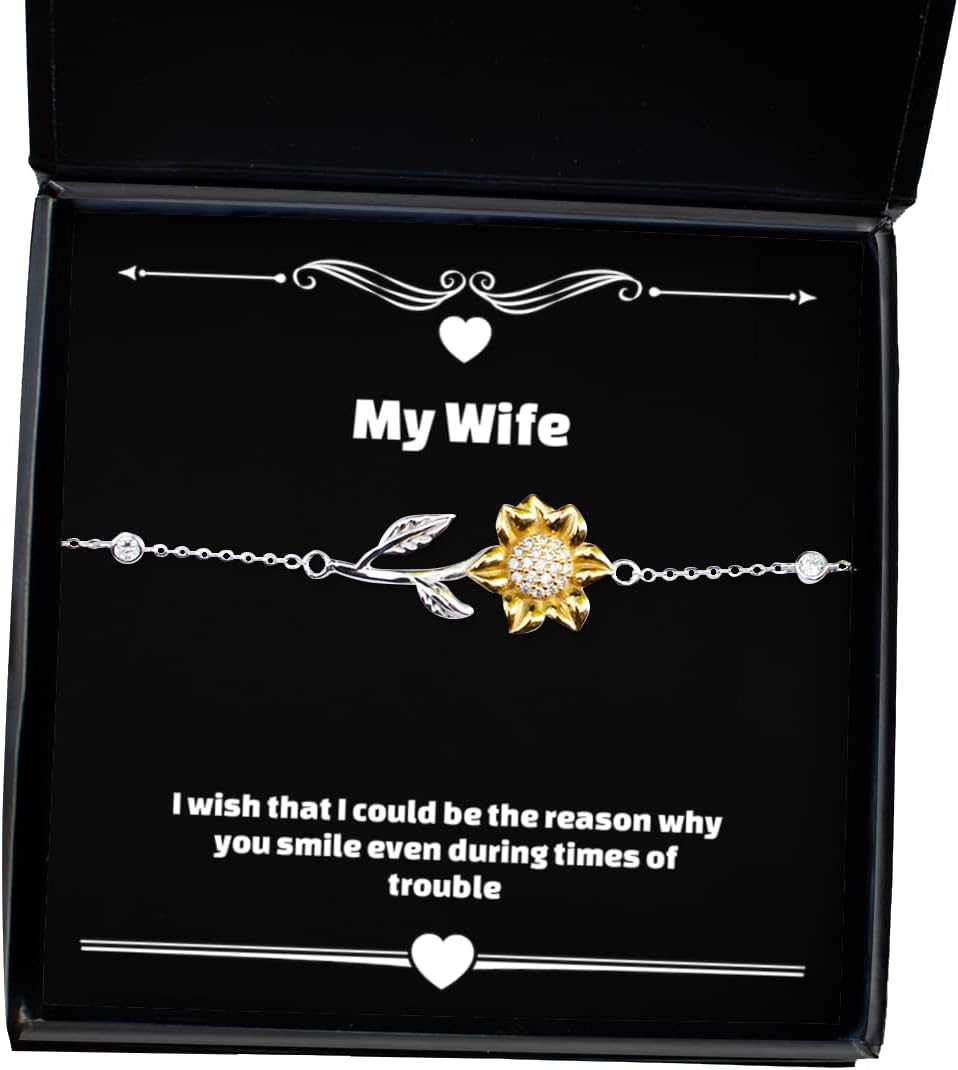 I Wish That I Could be The Reason why You Smile Even During Times of Trouble Sunflower Bracelet, Wife Jewelry, Best for Wife