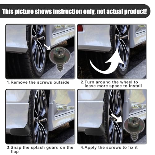 Image of Motoforti Car Mud Flaps, Splash Guards, for Ford F-150 2015-2020, Plastci, with Screw, Black, 1 Set