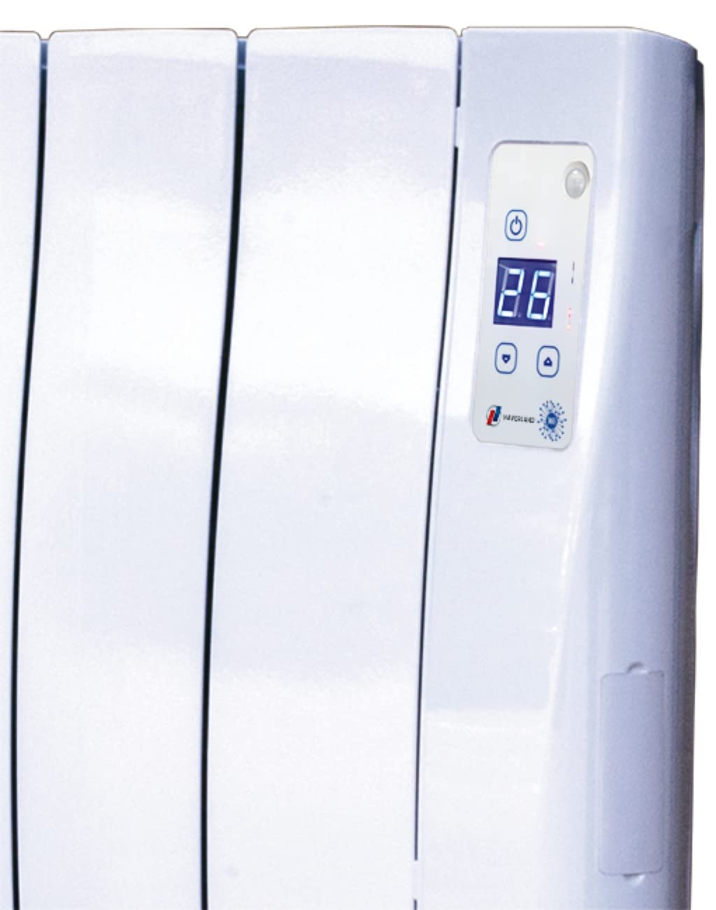 Haverland WI5 - Radiateur électrique à haute inertie en fonte d'aluminium (connectable)*, auto-programmable, 800 W, utilisation +6h/jour, +/- 7-12 m², Blanc