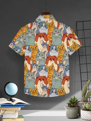Image of HELLCAT White, Dark Blue Trendy Regular Fit Printed Causal Shirt for Boys - Pack of 2
