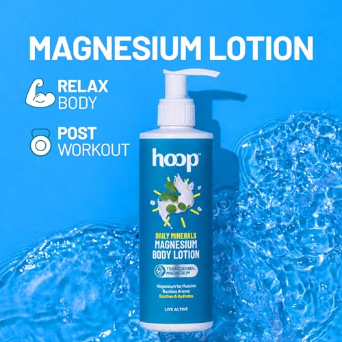 Image of hoop Magnesium Body Lotion Daily Minerals | Magnesium Lotion For Body Relaxation, Post Workout | Moisturizer With Bamboo Aroma For Women & Men | 250 ml
