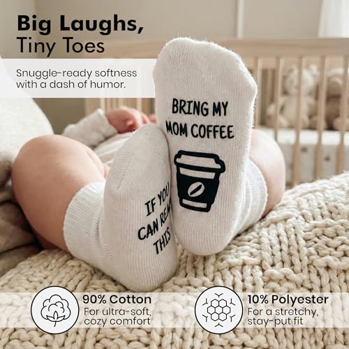 Image of Baby Socks Gift Set - 6 Cute & Funny Non-Slip Socks for Boys & Girls | Baby 0-6 Months to 12-18 Months | Organic Cotton with Grips