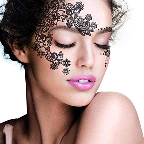 8 Pack Face Temporary Tattoo Waterproof Makeup Tattoo Stickers on Face Eye Forehead Body for Halloween Christmas Stage Masquerade Party
