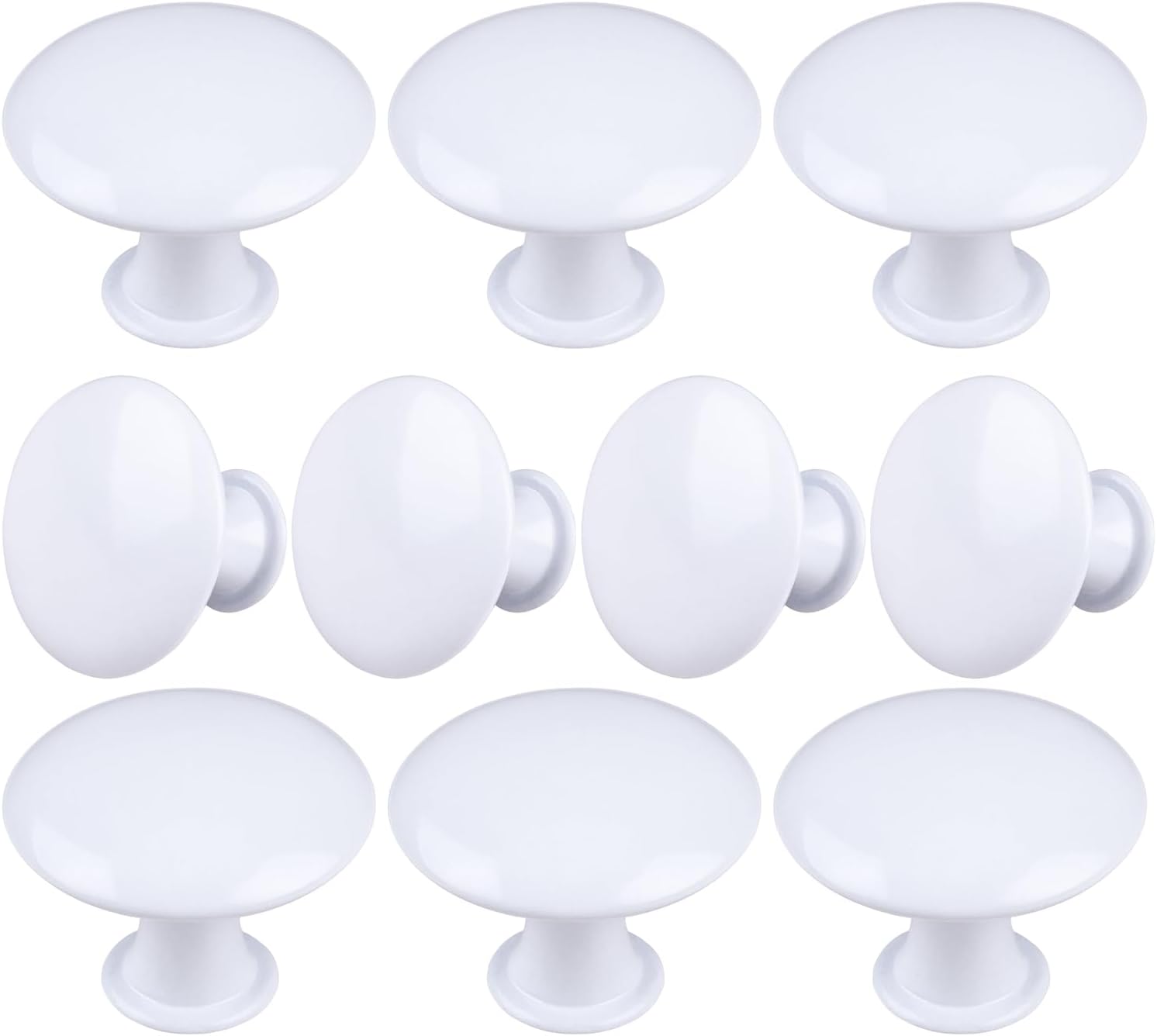 10 Pack White Round Varnish White Kitchen Cabinet Knobs Cupboard Door Knobs Drawer Handle Pulls Dresser Knobs with 10 Pcs Screws for Bathroom Drawer Door Hardware