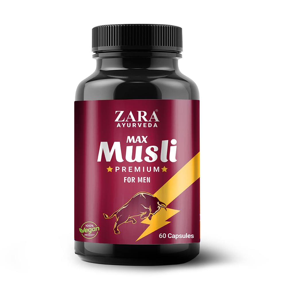 Zara Ayurveda Max Musli Premium Capsules For Men for Stamina - 60 Capsules