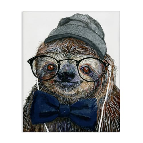 Stupell Industries Modern Sloth Funny Animal Portrait Drawing Canvas Wall Art, Multi-Color