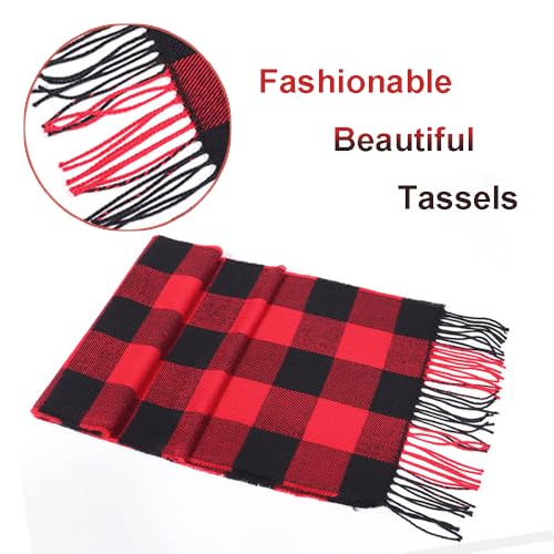 Unisex Classic Tartan Plaid Winter Scarf - Warm Soft Cashmere Feel Check Pattern Fringe Wrap Scarves for Men Women4