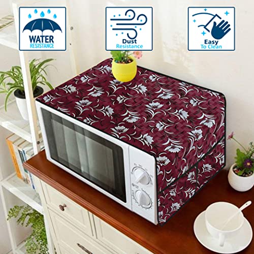 Image of Wings Star Oven Top Cover for LG 21 Litre Convection Microwave Oven MC2146BL Black - Microwave Top Cover with 4 Utility Pockets and 1 Oven Handle Cover KUM48