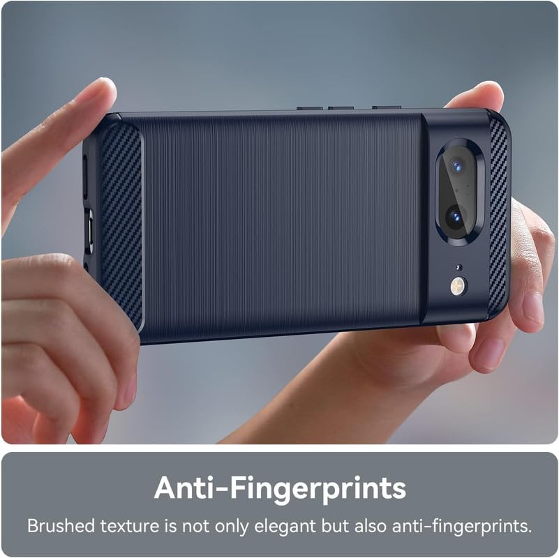 Image of NPRC Hybrid Ultra Slim Protective Case TPU Non-Slip Carbon Fiber Texture Shockproof Case Cover for Google Pixel 8 - Blue