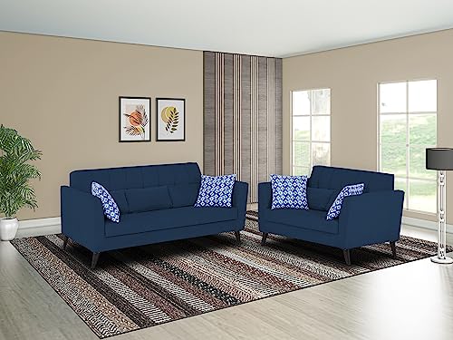 Image of Adorn India Daniel 3+2 5 Seater Sofa Set (Blue) (3 Year Warranty)