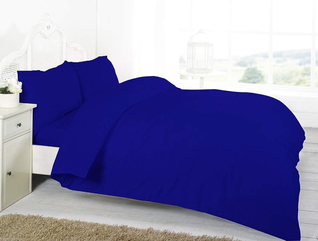 Amigozone Royal Blue Luxury 100% Egyption Cotton Duvet Cover Set Plain 200 Thread Count (Super King, )