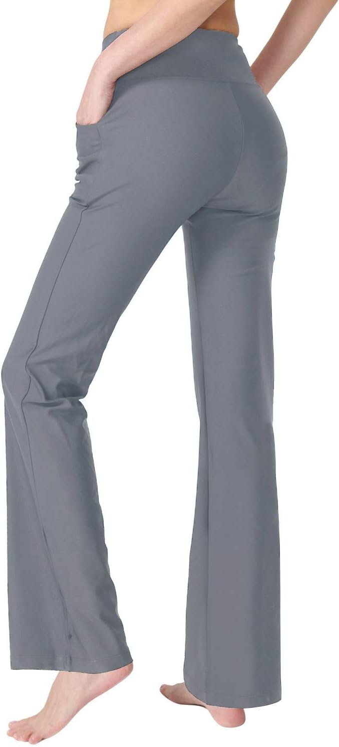Zeronic Bootcut Yoga Pants for Women with Pockets High Waisted Workout Running Pants Tummy Control Long Bootleg Work Pants - Image 4