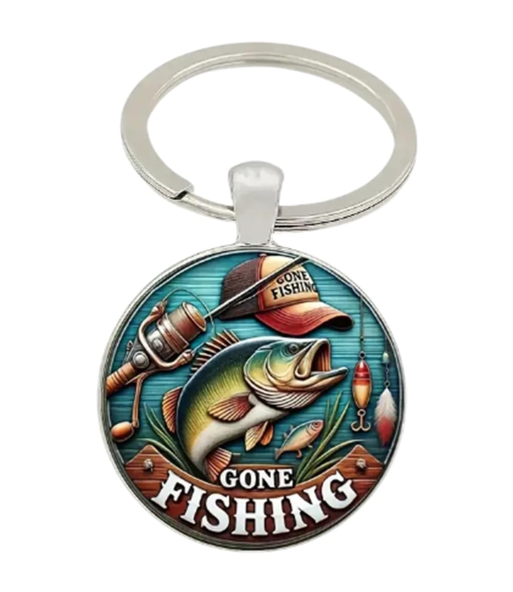 CMJ™ Gone Fishing Keyring Keychain Sport Retirement Sporting Retired