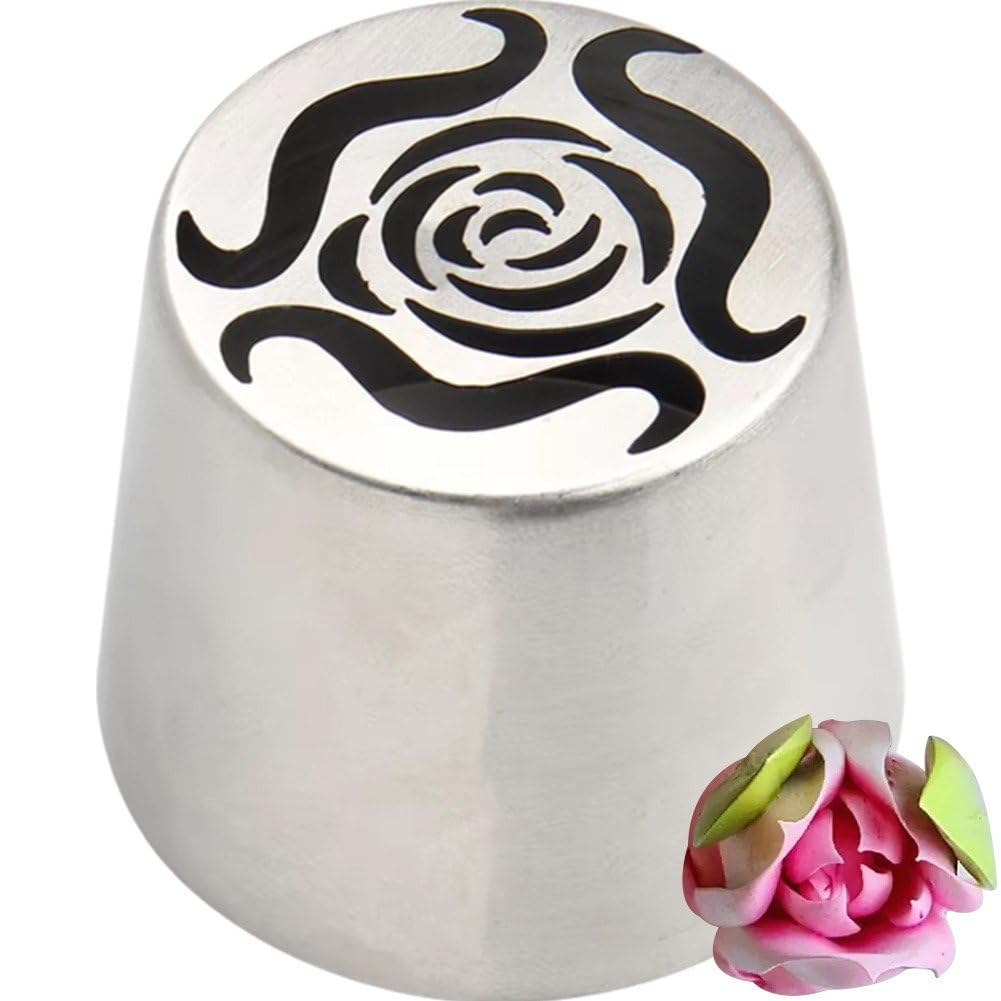 HiyyFloy Russian Piping Tips, Stainless Steel Cupcake Flower Shaped Frosting Nozzle, Kitchen Gadgets for Pastry Cupcakes Cakes Cookies Decorating