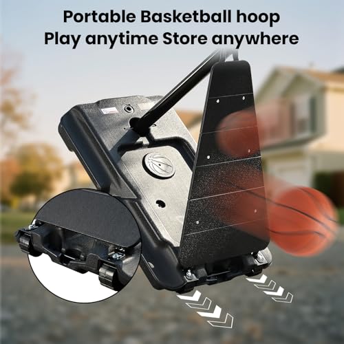 Image of BACKYARD BLITZ Basketball Hoop, 44&47IN Backboard Portable Basketball Goal System, 10FT Hand-Crank Adjustable Basketball Hoops Outdoor
