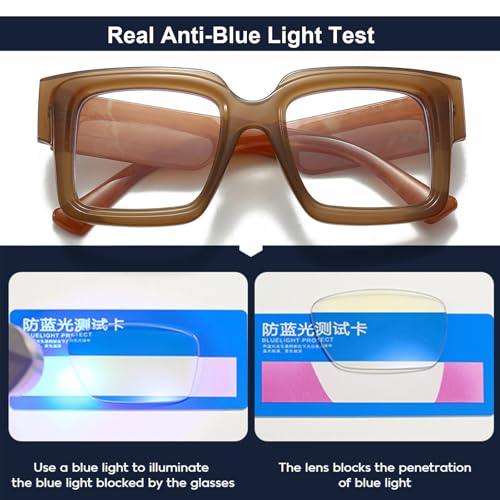 Image of Mirkcittle Eyeglasses Oversized Blue Light Glasses for Women Men Square Fashion Thick Glasses Non-Prescription Black Glasses