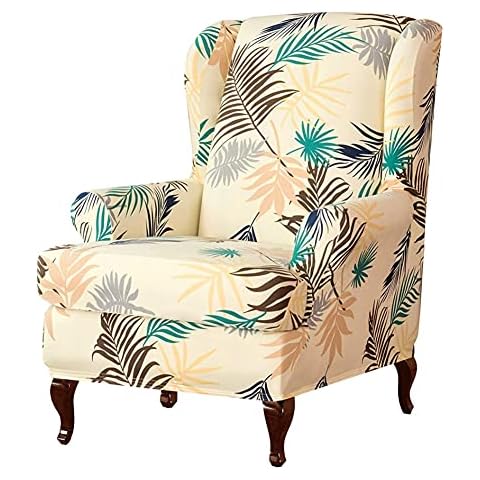 TIUTIU Armchair Covers, Spandex Sofa Cover Stretch Wing Chair Slipcover for Armchairs - Wingback Chair Covers (Beige) Cover