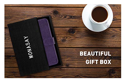 Monasay Iphone 13 Mini Wallet Case, [Glass Screen Protector Included] [Rfid Blocking] Flip Folio Leather Cell Phone Cover With Credit Card Holder For Apple 13 Mini, 5.4-Inch Purple #TOP6
