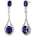 Created Blue Sapphire Dangle Earrings Sterling Silver 5.00 Carats
