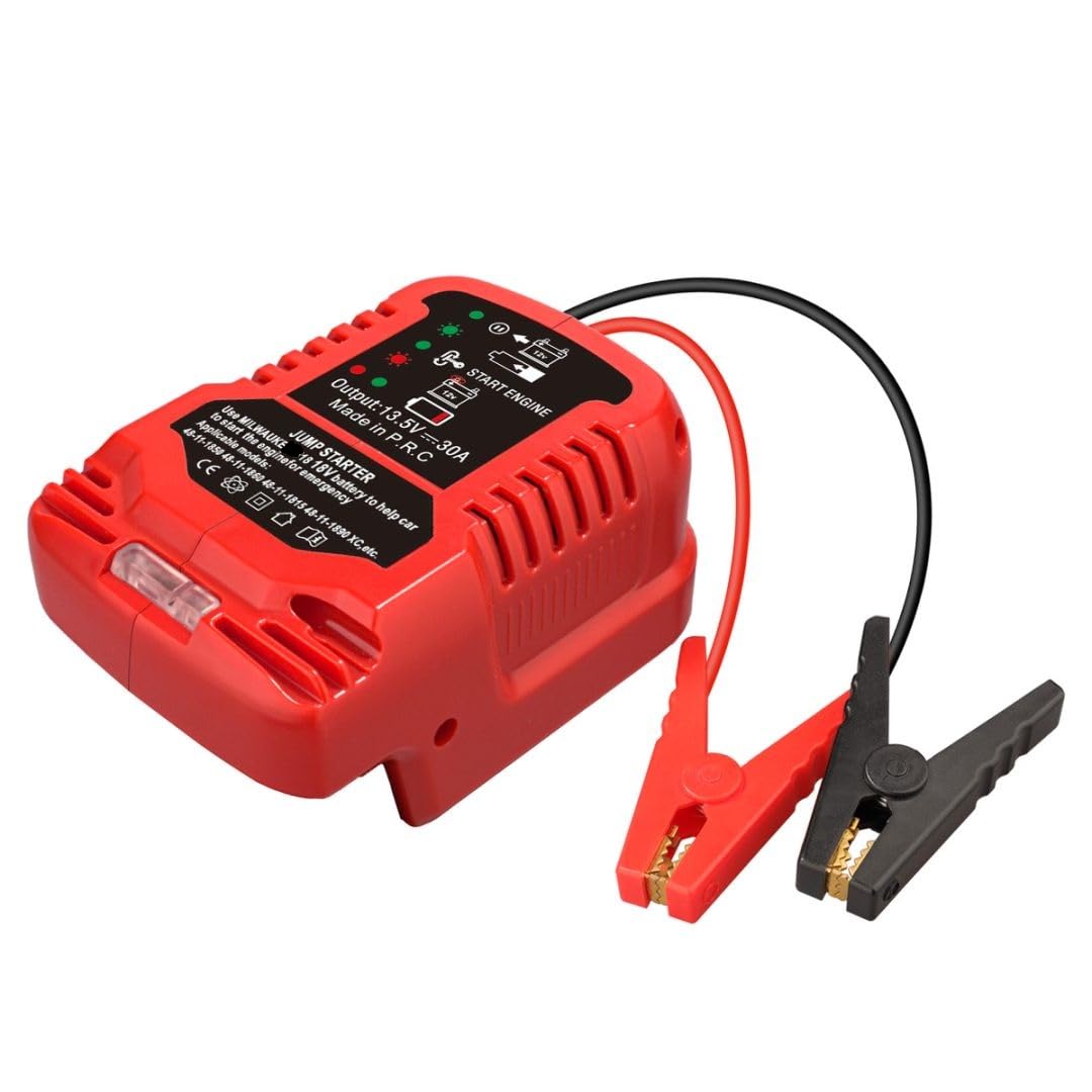 Jumper Cables with Adapter for Milwaukee M-18 18V Battery Jump Car Starter,12V Portable Jump Car Starter,with 11AWG Jump kit Cable for Automotive Booster Cable Adapter(Battery not Included)