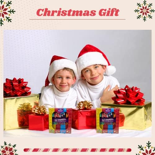 Sweetshop Candy Canes with Christmas Card - 1 x 12 Pack, 4 Assorted Flavors - Christmas Gifts for Kids, Christmas Sweets, Stocking Filler, Secret Santa Gift, Festive Treat, Christmas Tree Decorations