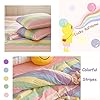 VM VOUGEMARKET Colorful Stripes Duvet Cover Set Queen,3 Pieces Cotton Rainbow Duvet Cover with 2 Pillowcases,Lightweight Luxury Bright Bedding Set for Girls Kids -Full/Queen,Rainbow #3