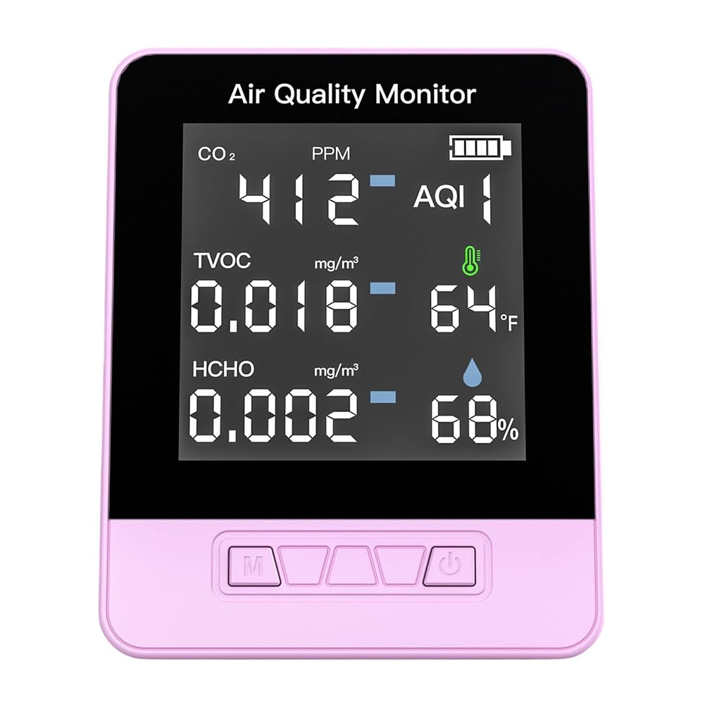 Jnchdghwa 6IN 1 CO2 Meter Digital Temperature and Humidity Tester Carbon Dioxide Detector TVOC HCHO
