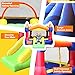 SereneLife Inflatable Bounce House - Indoor/Outdoor Portable Jumping Castle w/Slide, Safety Net - Kids Party Bouncer with Velcro Balls Rings, Air Pump, Carry Bag SLIB960