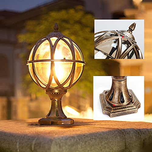 WEYCNCRIUF Postes de luz para ambientes externos, lanterna exterior de bronze vintage com base de mo